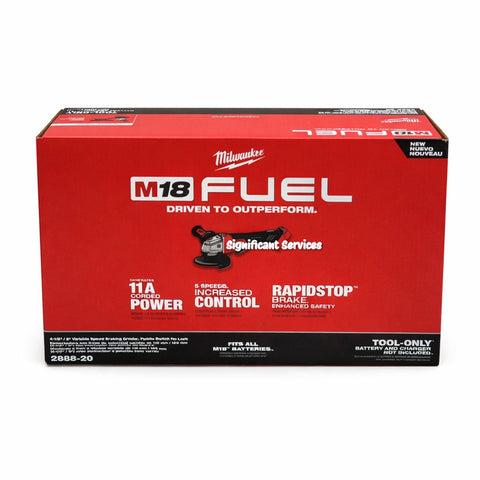 Milwaukee 2888-20 18V Cordless 4.5"/5" Variable Speed Braking Grinder Tool Only