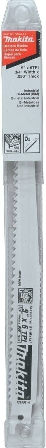 Makita 723055-A-5 9-Inch 6-TPI Wood Cutting Reciprocating Saw Blades 5pk