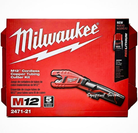 Milwaukee 2471-21 M12 12V Lit-Ion Cordless Copper Tubing Cutter Kit NOS
