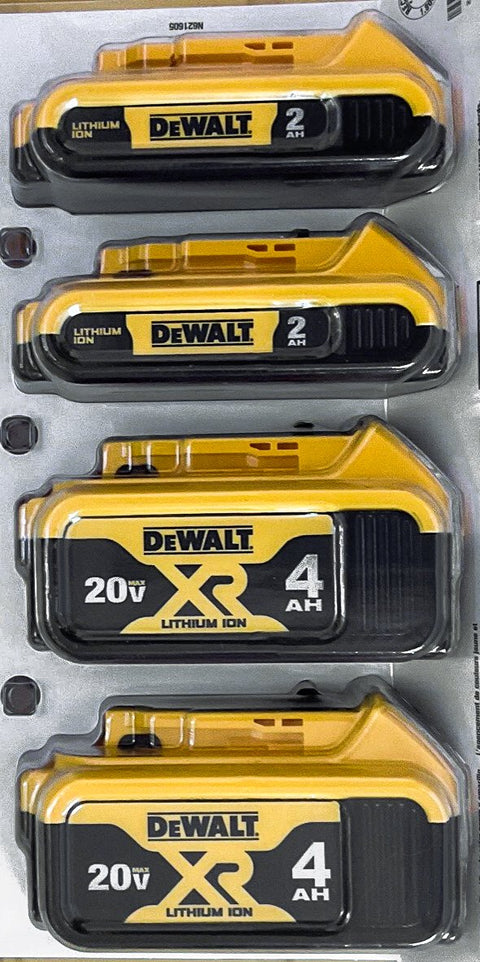 DEWALT 20V MAX Battery, 2 Ah and 4 Ah, 4-Pack, Fuel Gauge LED Charge...