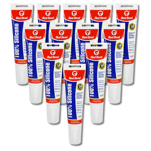 Red Devil 081012 100% Silicone Sealant Architectural Grade, White, 2.8 Oz,...