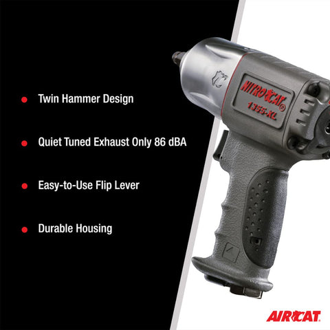 AIRCAT 1355-XL 3/8-Inch Composite Pneumatic Air Impact Wrench NitroCat Series