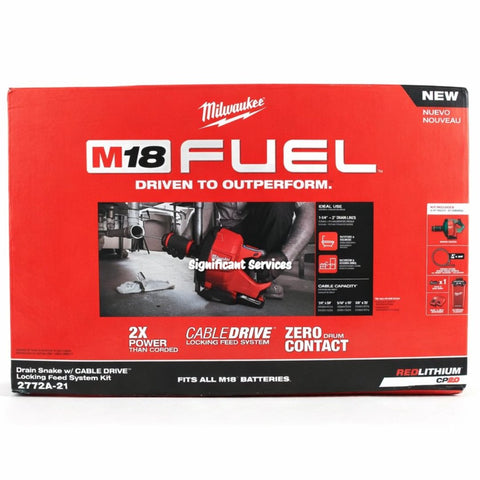 Milwaukee 2772A-21 18-Volt Cordless Fuel Drain Snake with Cable Drive Kit