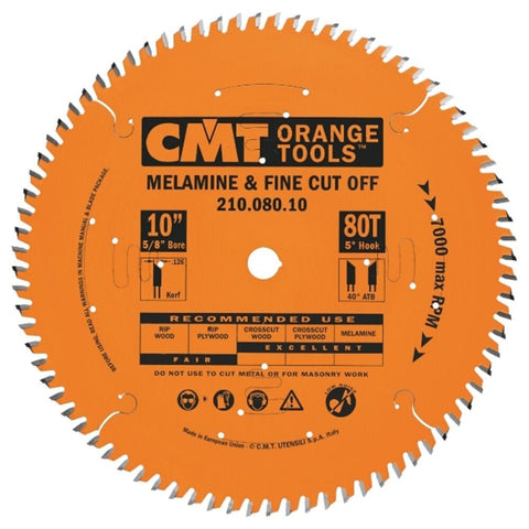 CMT 210.060.08 Industrial Fine Cut-Off Saw Blade 8" 60T 40° ATB Grind 5/8" Bore