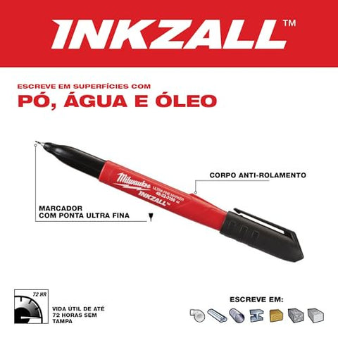 Milwaukee Inkzall Point Markers, Fine, Black, Pack of 12