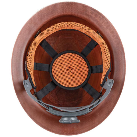 Klein Tools 60452 Hard Hat, Full Brim, Class G KONSTRUCT Series Hard Hat, Sweat-Wicking Sweatband, Top Pad, Brown