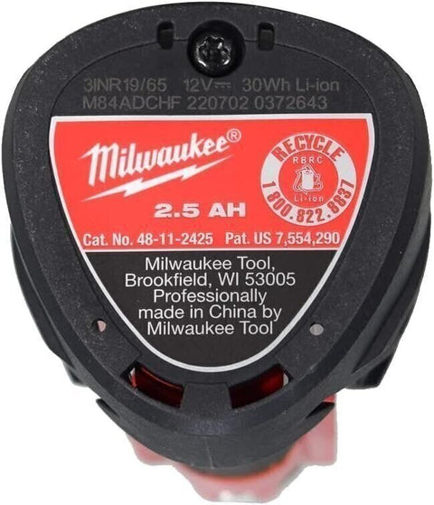 Milwaukee 48-11-2425 12V Lithium-Ion Hight Output CP2.5Ah Battery 2 Pack