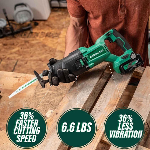 Metabo HPT 18V MultiVolt™ Cordless Reciprocating Saw | Tool Only - No Battery | Counter-balance Housing Reduces Vibration | Orbital Mode | CR18DBQ4