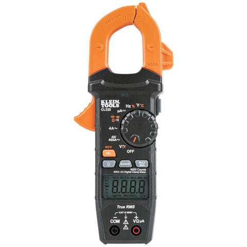 Klein Tools CL320 Digital Clamp Meter, HVAC AC Auto-ranging 400A, AC/DC Voltage, TRMS, DC Microamps, Resistance, Frequency, NCVT, Temp