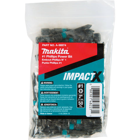 Makita A-98980 Impactx #2 Phillips 2? Power Bit, 50 Pack, Bulk