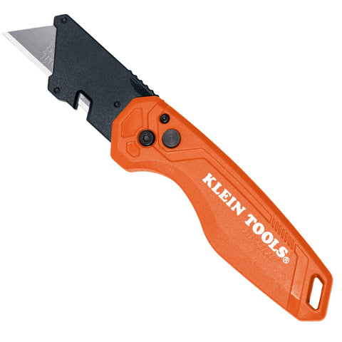 Klein Tools 44302 Folding FLICKBLADE Utility Knife with Side Release Button, Compact, Dual Locking Positions for Versatile Cutting Options
