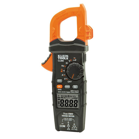 Klein Tools CL800 Digital Clamp Meter TRMS AC/DC LoZ NCVT Temp 1000V 6000 Ct