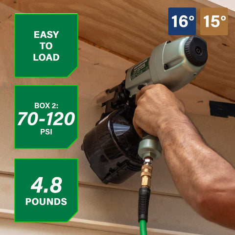 Metabo HPT NV65AH2 Pneumatic Coil Siding Nailer for Plastic Collated Nails