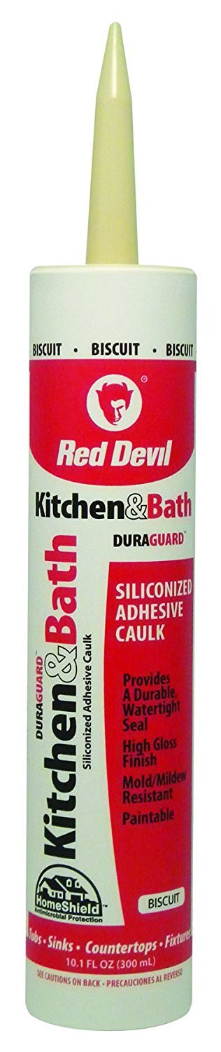 Red Devil 040620 Duraguard Kitchen & Bath Siliconized Acrylic Caulk, 10.1 oz, Bi