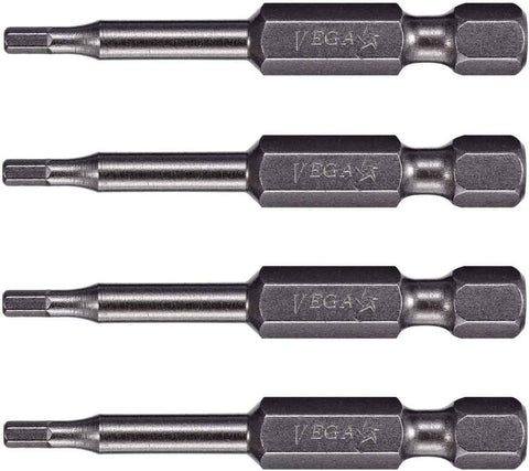 VEGA 1/16" Hex Power Bits. Professional Grade ¼ Inch Hex Shank 1/16", 2 Inch Power Bits. 150H0464A-4 (Pack of 4)