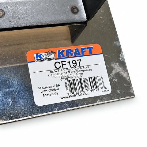 Kraft Tool CF197 Concrete Curb Edger 6 x 5 in, 1-1/2 in Radius, Wood Handle