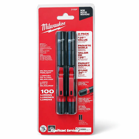 Milwaukee 2105P Penlight LED Inspection Flashlight 100 Lumen 2-Pack
