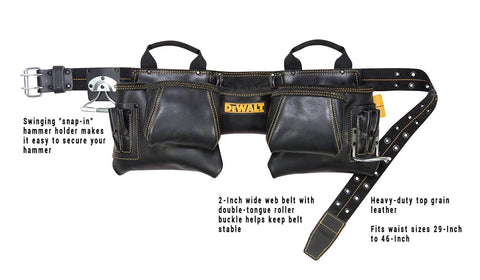 DEWALT DG5472 Carpenter's Top Grain Leather Apron, 12 Pocket