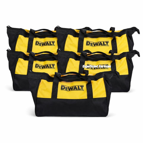 DEWALT 15" Heavy Duty 20V 12V Nylon Zipper Closure Contractor Tool Bag Five Pack