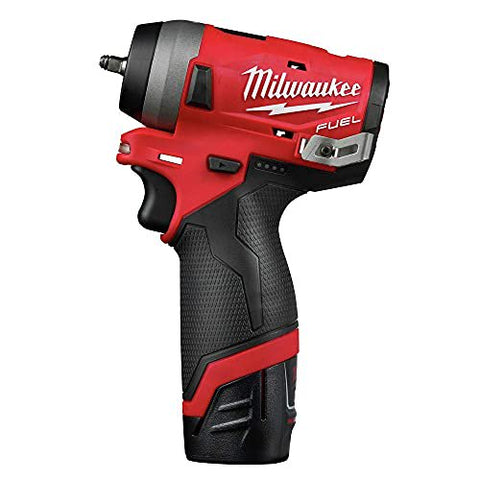 Milwaukee 2552-22 M12 FUEL Brushless Lithium-Ion 1/4 in. Cordless Stubby Impact Wrench Kit with (1) 2 Ah and (1) 4 Ah Batteries