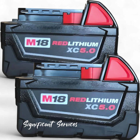 (2) GENUINE 18V Milwaukee 48-11-1850 5.0 AH Batteries M18 XC18 48-11-1852 NEW