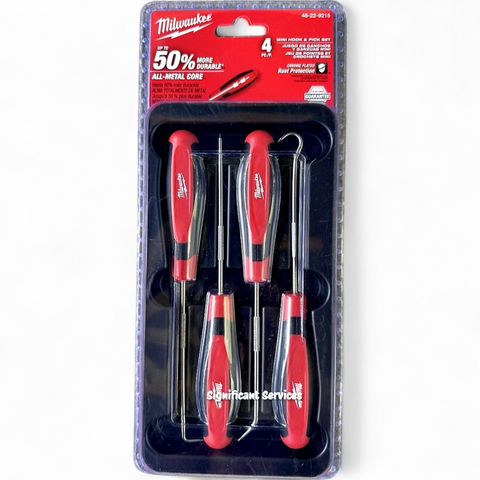 Milwaukee 48-22-9215 4 PC Mechanic Hook Pick Set Heavy Duty Rust Resistant Tools