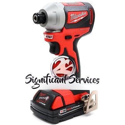 Milwaukee 2850-20 M18 Brushless Cordless 1/4 in. Impact Driver 2.0 Ah Batteries