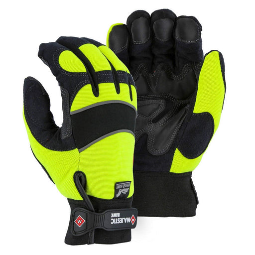 Majestic 2145HYH Hi-Viz Yellow Armorskin Glove - Velcro Waterproof Heatlok (DZ)