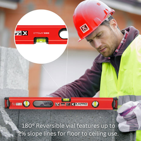 Kapro 98541X Apollo HeavyDuty Professional Box Level Features Magnified 72 Inch