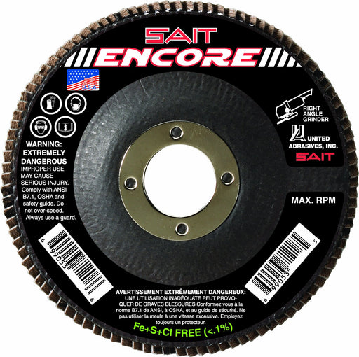 United Abrasives-SAIT 71225 Type 27 Encore Flap Disc, 5-Inch x 7/8-Inch Z 36X, 10-Pack