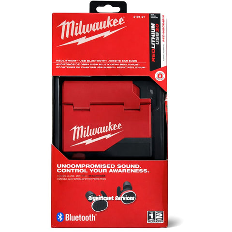 Milwaukee 2191-21 USB Bluetooth Jobsite Ear Buds with Noise Isolation