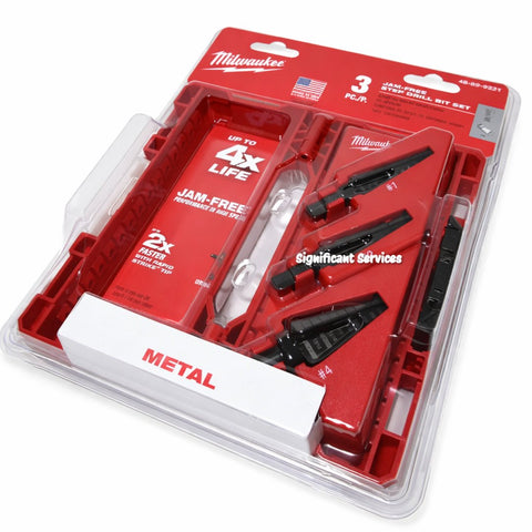 Milwaukee 49-89-9221 Step Drill Bit Set 3-Pc Black Oxide Jam-Free Rapid Strike Tips