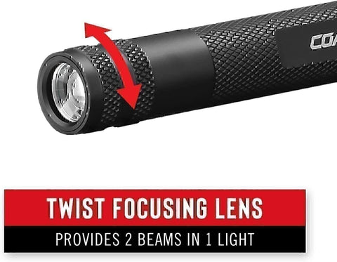 COAST HP3R 500 Lumen Rechargeable LED Penlight TWIST FOCUS Black 20818 385 Lumen