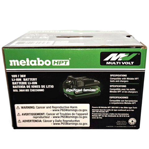 Metabo HPT 382309M (BSL36A18X) 2.5/5.0 Ah 36V/18V MultiVolt Battery