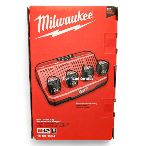Milwaukee 48-59-1204 M12 12V REDLINK 4-Bay Button Battery Sequential Charger