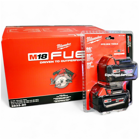 Milwaukee 2833-20 M18 18V FUEL 6-1/2" Cordless Circular Saw  5.0 AH Batteries