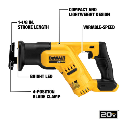 DeWALT DCS387B 20V MAX Li-Ion 4.0 Ah Compact Reciprocating Saw Sawzall Kit