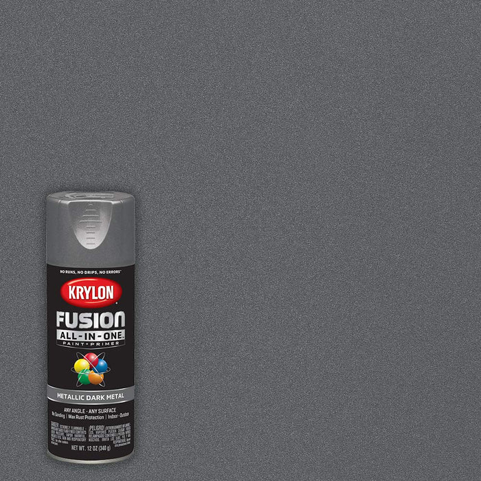 Krylon K02769007 Fusion All-In-One Spray Paint for Indoor/Outdoor Use, Metallic Dark Metal 12 Oz.
