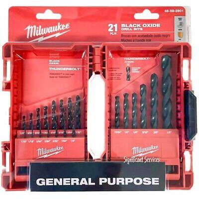 New Milwaukee 48-89-2801 21-Piece Thunderbolt Black Oxide Drill Bits Set