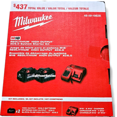 Milwaukee M18 REDLITHIUM HIGH Output XC6.0 Lithium Ion Battery 2 Pk Starter Kit