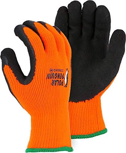 Majestic Polar Penguin 3396HO Winter Lined Hi-Vis Orange Latex Coated Palm Gloves Size Medium