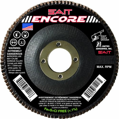United Abrasives-SAIT 71229 Type 27 Encore Flap Disc, 5-Inch x 7/8-Inch Z 80X, 10-Pack