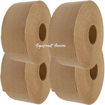 Reinforced Water Activated Kraft Carton Sealing Gummed Tape 2.75"x450 ft 4 Pack