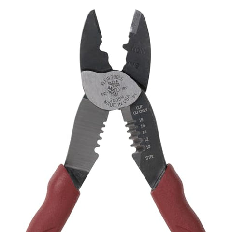 Klein Tools 2005N Wire Cutter, Made in USA, Stripper, Crimper Tool, Strips 10-18 AWG Stranded, Crimps 10-22 AWG Terminals, with Shear Cutter