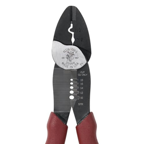 Klein Tools 2005N Wire Cutter, Made in USA, Stripper, Crimper Tool, Strips 10-18 AWG Stranded, Crimps 10-22 AWG Terminals, with Shear Cutter