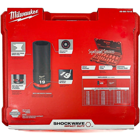 Milwaukee 49-66-7015 SHOCKWAVE Deep Impact Socket Set 1/2 in Drive Metric 29 Pcs