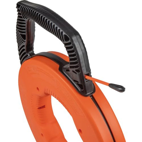 Klein Tools 56383 Non-Conductive Electrical Fish Tape, Multi-Groove Fiberglass Wire Puller, Nylon Tip, Optimized Housing and Handle, 100-Foot