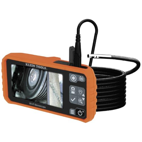 Klein Tools ET19 Wi-Fi Pro Borescope with Dual-Lens, 5.5 mm 9.8-Foot Armored Waterproof Gooseneck Snake, LEDs, 4.3-Inch LCD, Endoscope Inspection