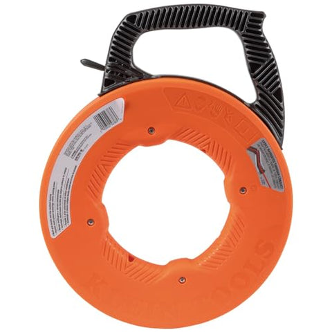 Klein Tools 56383 Non-Conductive Electrical Fish Tape, Multi-Groove Fiberglass Wire Puller, Nylon Tip, Optimized Housing and Handle, 100-Foot