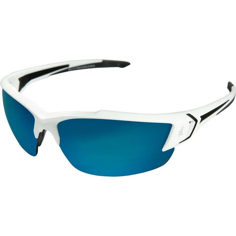EDGE Khor G2 Z87 Safety Glasses, Polarized Lenses, 99.9% UV Protection, Shatter Resistant, Vapor Shield Elite Anti-fog (White/Polarized Aqua Precision Blue Mirror)